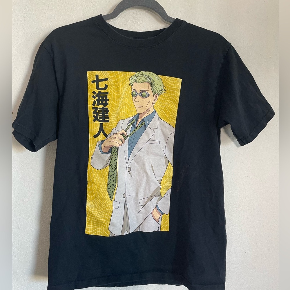 Black Graphic Tee with Anime Design